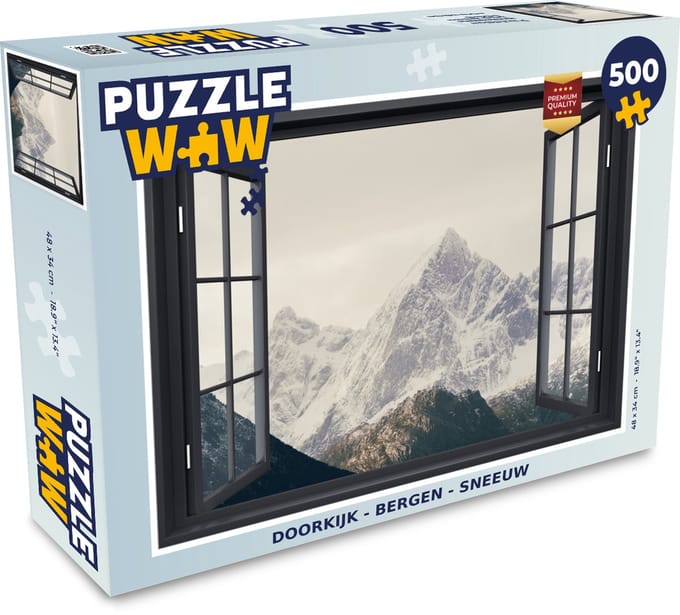 Puzzel Doorkijk - Berg - Sneeuw - Legpuzzel - Puzzel 500 stukjes