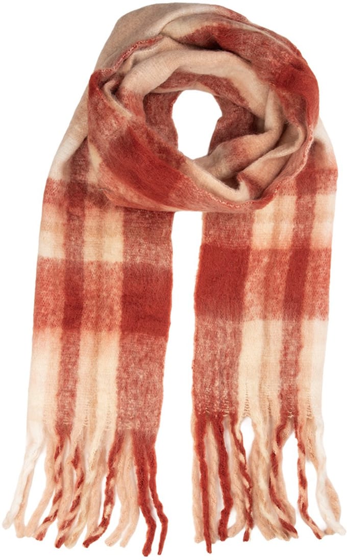 Clayre & Eef Wintersjaal Dames 50x210 cm Rood Textiel