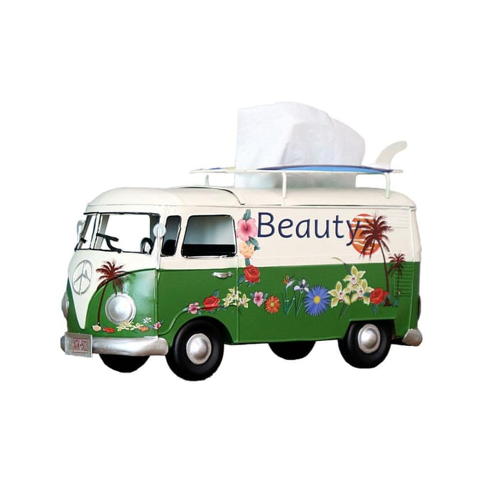 Auto Metalen Tissuebox, Tissuehoes, Retro Busvormige Tissue Dispenser Box Houder white