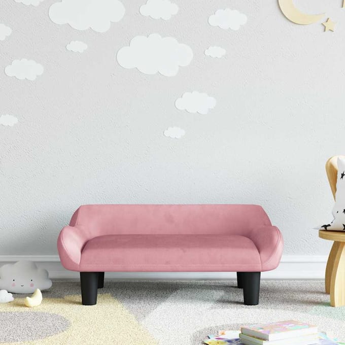 vidaXL - Kinderbank - 70x40x24 - cm - fluweel - roze
