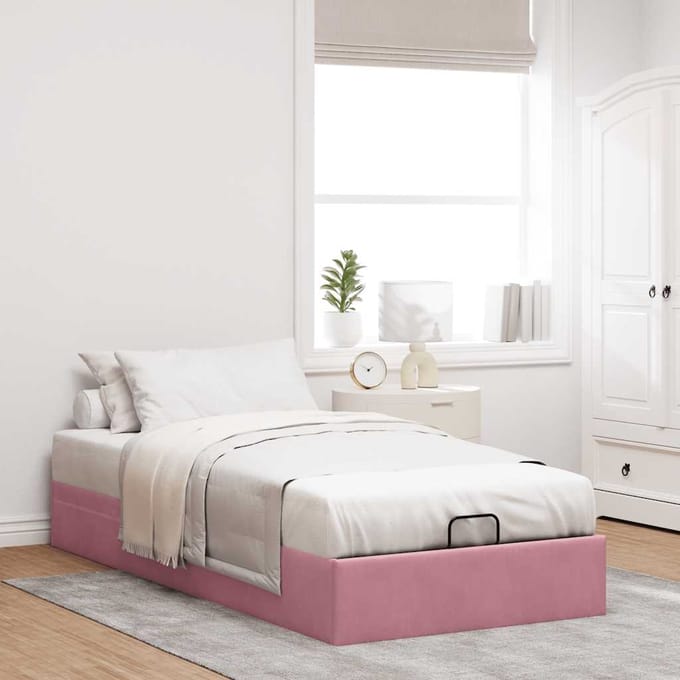vidaXL - Bedframe - zonder - matras - 80x200 - cm - fluweel - roze