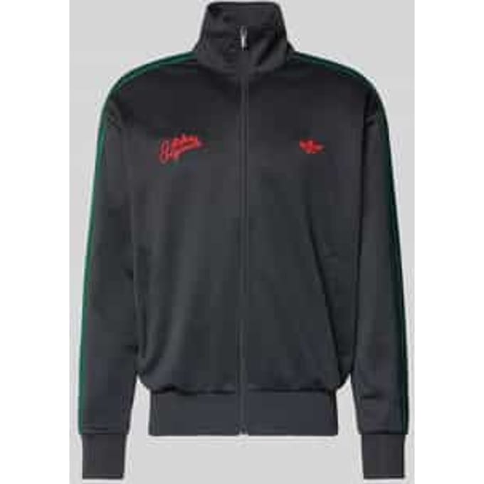 Sweatjack met logo-stitching en opstaande kraag