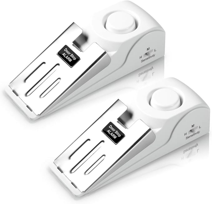 Deurstopper Alarm - Wegsleepbeveiliging - Extra Beveiliging - 120 dB Sirene - 2er-Pack - Wit