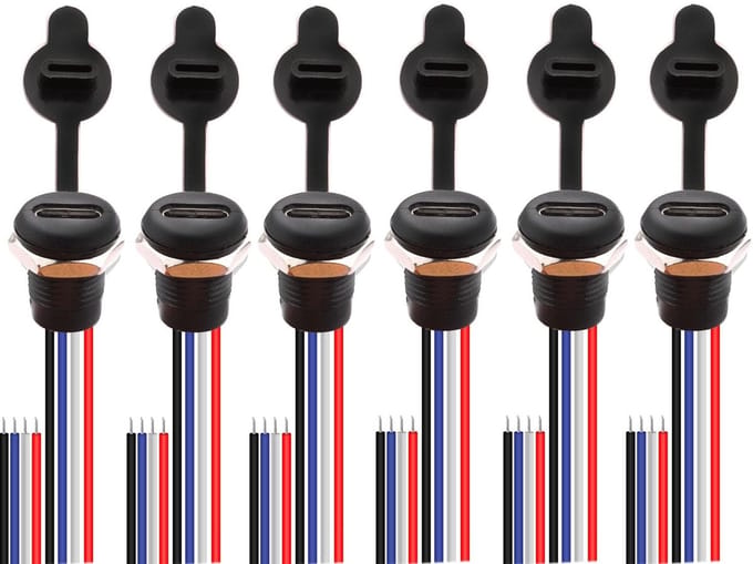 Dailygoody - 6x USB-C Connector Waterdicht 4-Pin Pigtail Kabel voor Snelladen