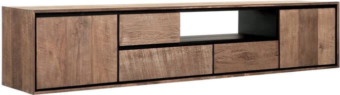 24Designs Metropole Hangend TV-Meubel Groot - B195 X H40 Cm - Teakhout