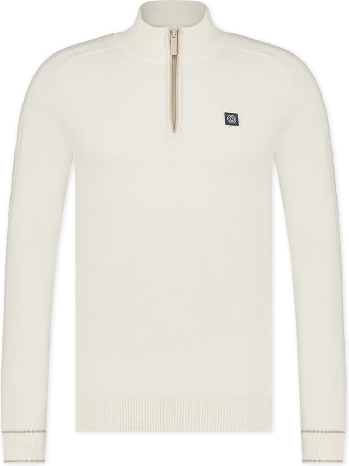Blue Industry Half Zip Trui Ecru - Maat M - Heren - Schipperstrui