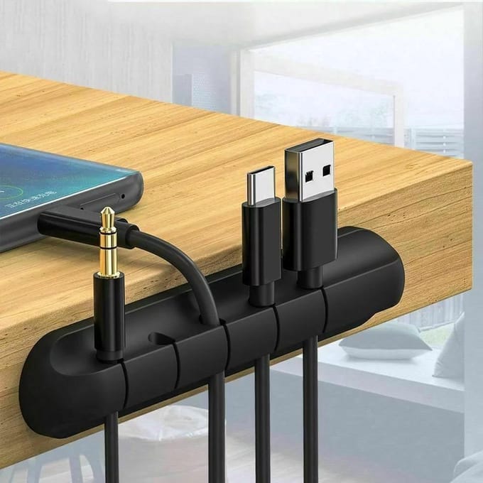 G Master PRO Zwarte kabelhouder, kabelclip voor 5 kabels, kabelorganizer, bureau organizer