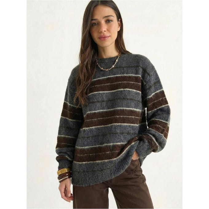 Gestreepte Gebreide Crew Neck Trui