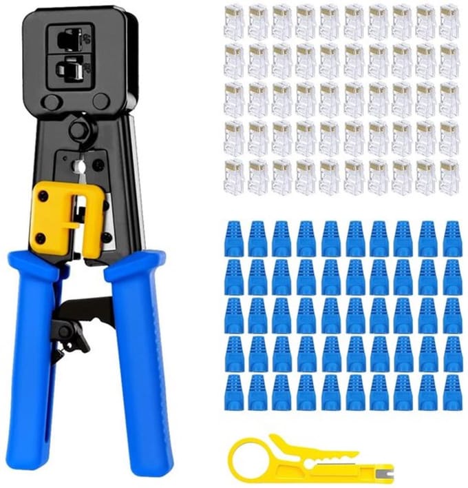 Allecto - Rj45 Crimping Pliers Set - 50 Cat6 Connectors