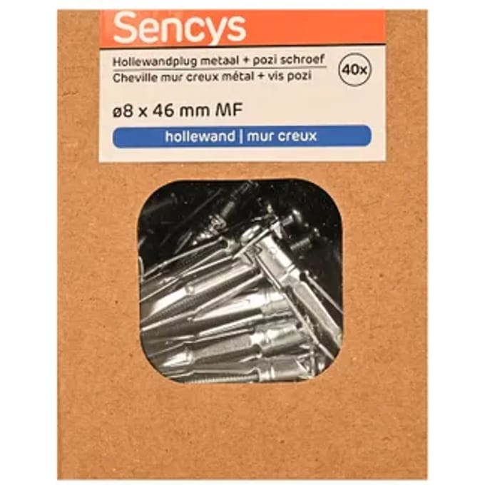 Sencys Plug Voor Gipsplaat Staal - Diam. 8x46mm - 40 Stuks