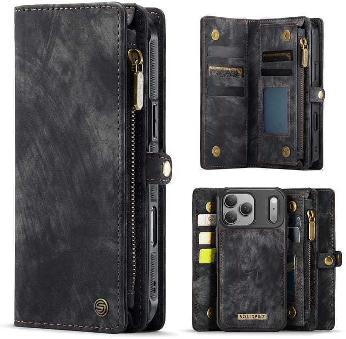Solidenz Hoesje - Geschikt voor Apple iPhone 17 Pro - Urban Wallet - Zwart