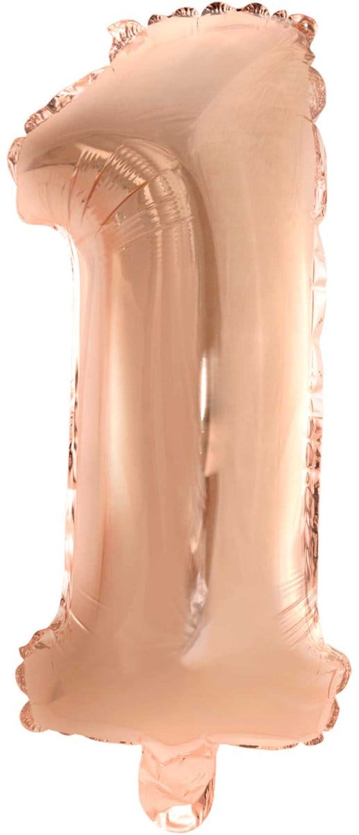 Folie Ballon Cijfer 1 Rose goud 41 cm