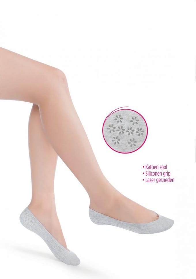 Penti Dames Kousenvoetjes katoenen Lazer Cut - GRIJS - Maat One size