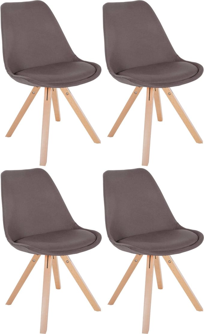 CLP Sofia Set van 4 Eetkamerstoelen - Zonder armleuning - Stof - taupe natura (vierkant)