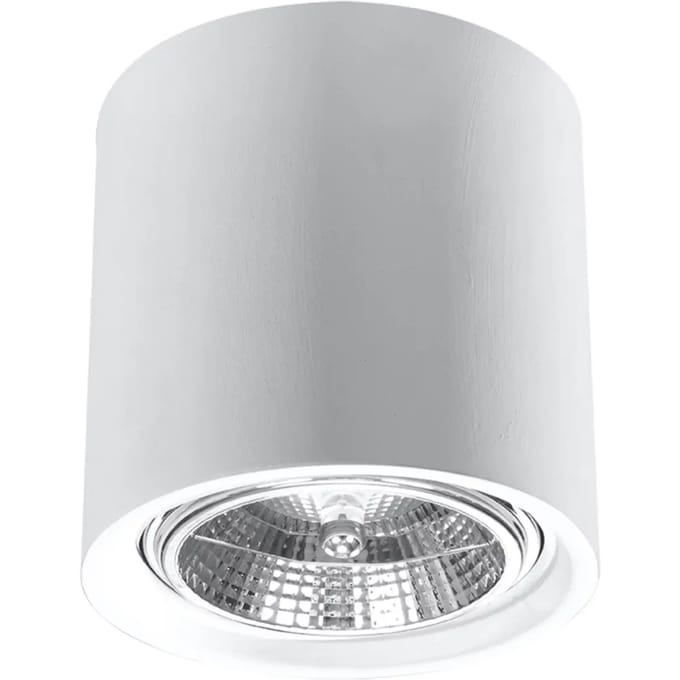 Plafondlamp KALU keramische cilinder met licht naar beneden - Sollux Lighting - IP20 - Wit keramiek behuizing - 14.5 x 14.5 x 14 cm - 1 x GU10 LED, exclusief lichtbron - Max. 10 W - Moderne plafondlamp voor gang, hal en woonkamer