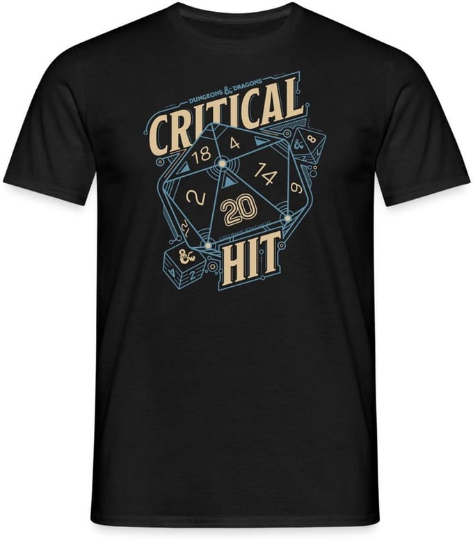 Dungeons And Dragons D20 Kubus Critical Hit T-Shirt Heren