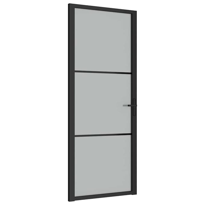 vidaXL - Binnendeur - 83x201,5 - cm - matglas - en - aluminium - zwart
