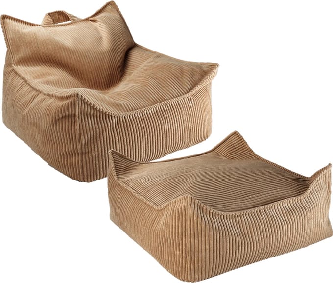 Wigiwama Beanbag Chair/Zitzak met Ottoman - Toffee
