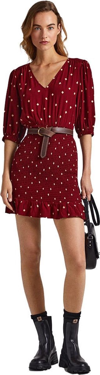 Pepe Jeans Gunila Lang Mouw Jurk Rood XL Vrouw
