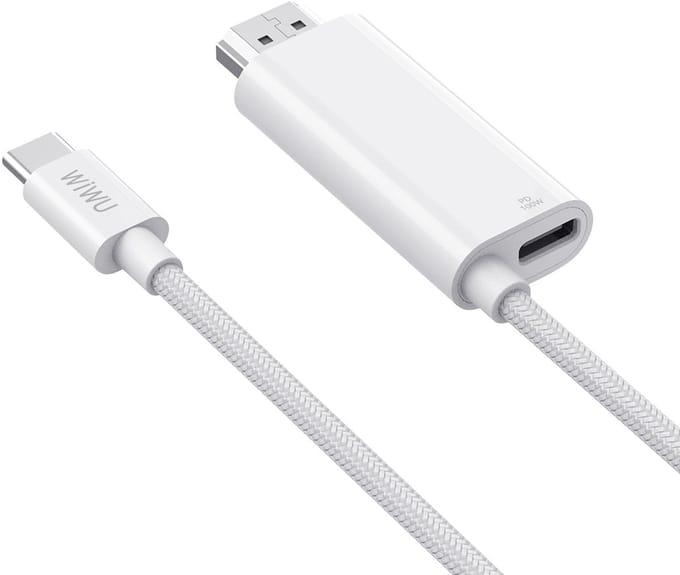 WIWU Type-C naar HDMI kabel (4K@60Hz) – 100W PD Fast Charge & Projectie Kabel – 1.8 M – Geschikt voor MacBook, iPad, Android & Windows apparaten – Wit