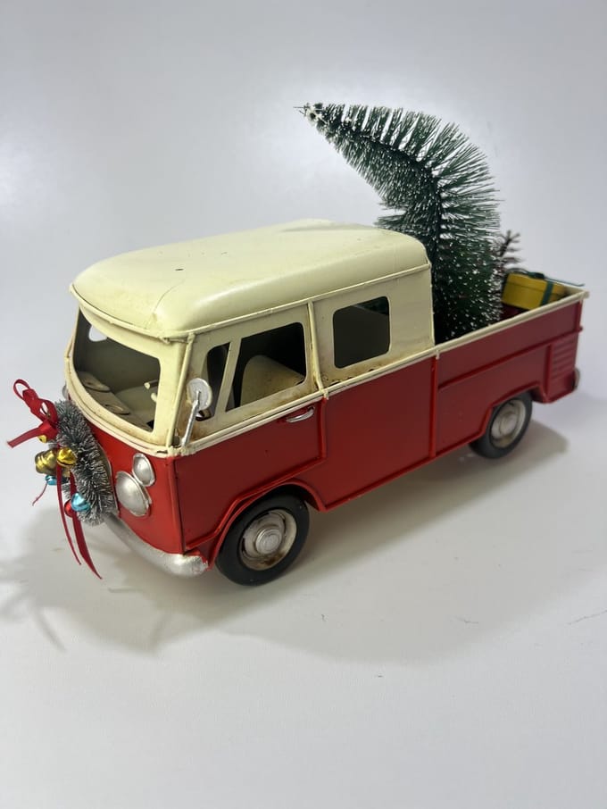Retro Kerst Pick up Truck rood VW T2 Look