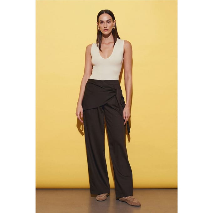 Hoge Taille Wijde Pijpen Crêpe Broek