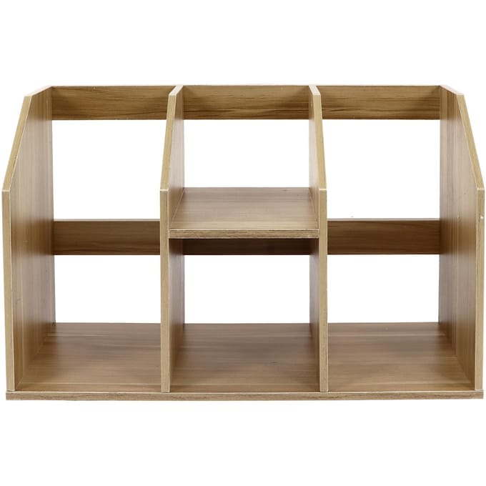 Étagère de bureau multi-niveaux Grande capacité Structure compacte Étagère à livres simple en bois pour bureau à domicile brown