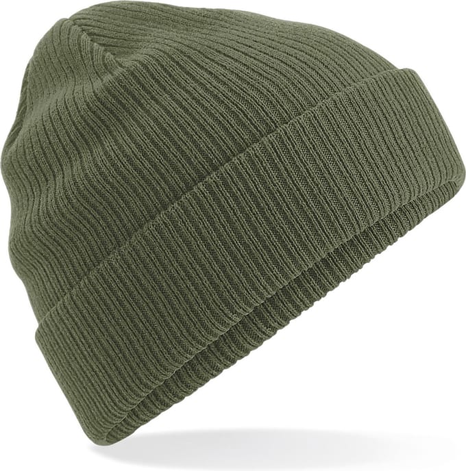 Beechfield Organic Beanie Commando wintermuts - army groen - heren - 100% gebreid katoen - Biologisch