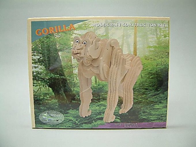 Houten bouwpakket gorilla - 3D puzzel - 25 cm - geen gereedschap - knutselen vanaf 7 jaar