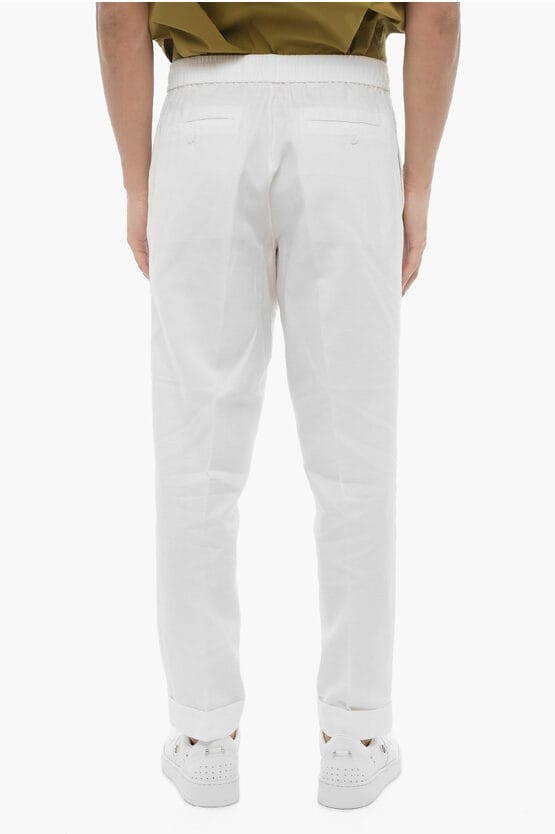 Slim Fit REM-broek met elastische tailleband in wit