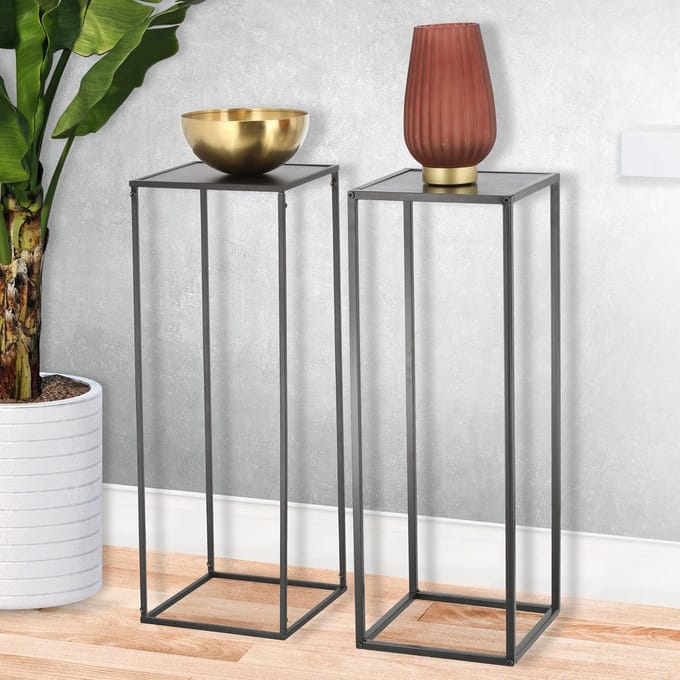 Set van 2 Metalen Bijzettafels - Antraciet, 70 cm, Multifunctioneel
