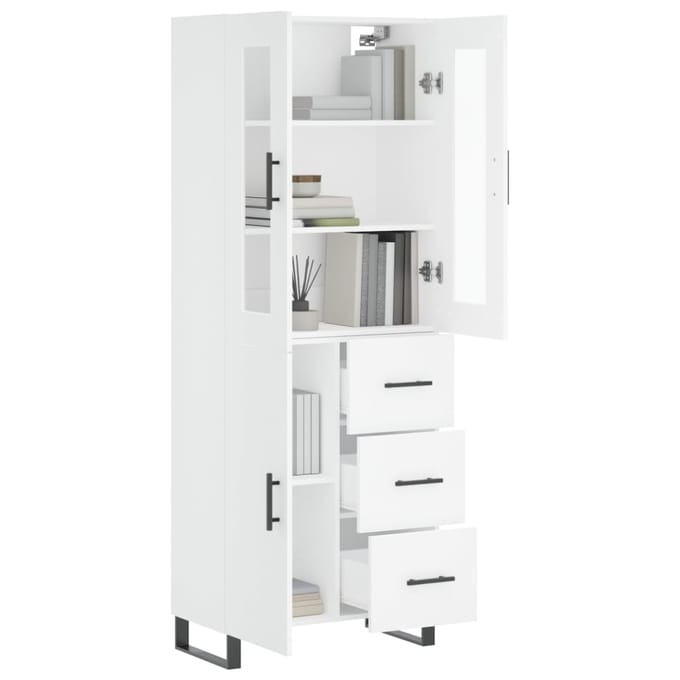 vidaXL - Hoge - kast - 69,5x34x180 - cm - bewerkt - hout - wit