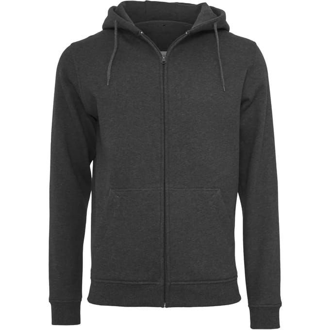 Build your Brand Heavy Zip Hoody BY012 - Charcoal (Heather) - M