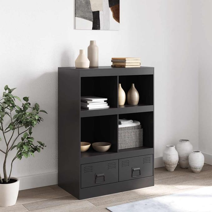 vidaXL - Hoge - kast - 67x39x95 - cm - staal - zwart