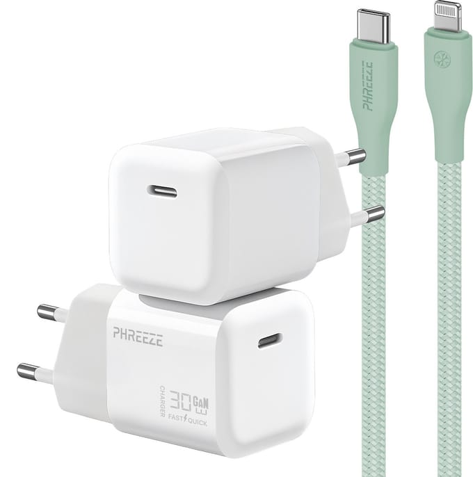 30w snellader met kabel geschikt voor iPhone en iPad met Lightning poort - Usb C adapter set