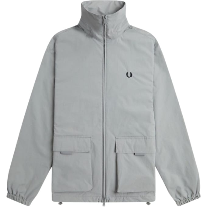 Fred Perry grijze jas met patchzak en ritssluiting