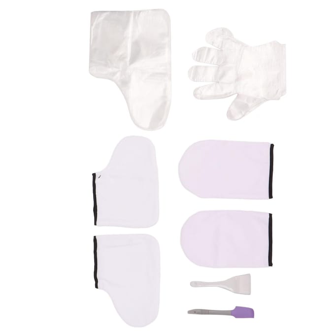 Witte Waxbad Wanten Set Grote Borstel Paarse Spatel Zachte Wanten Voetbedekking Paraffine Wax Hand Voet white