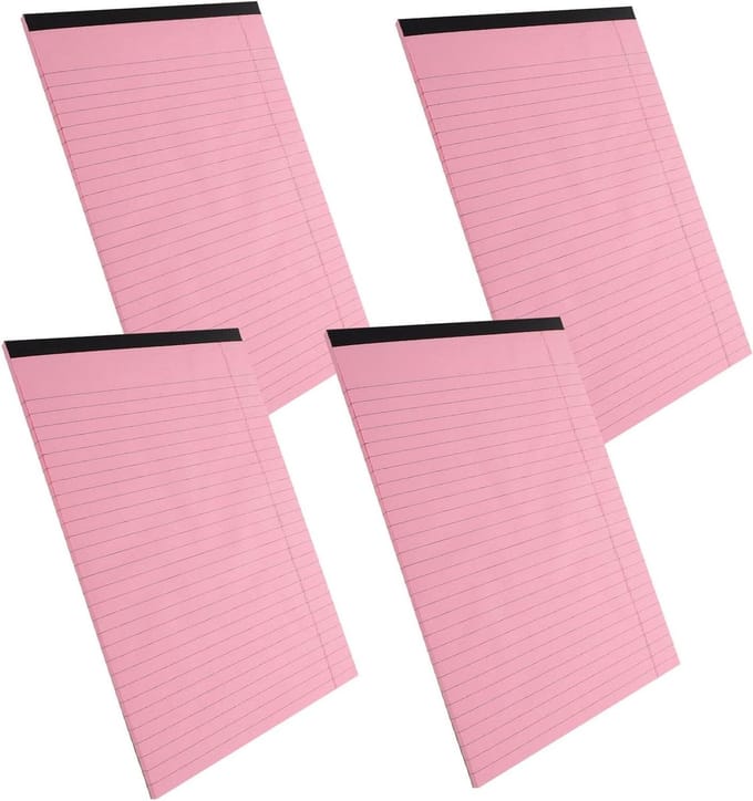 Notitieboek A4 - Schrijfblokken - Werk en Studie - Met Tabbladen - 4 Stuks - Roze