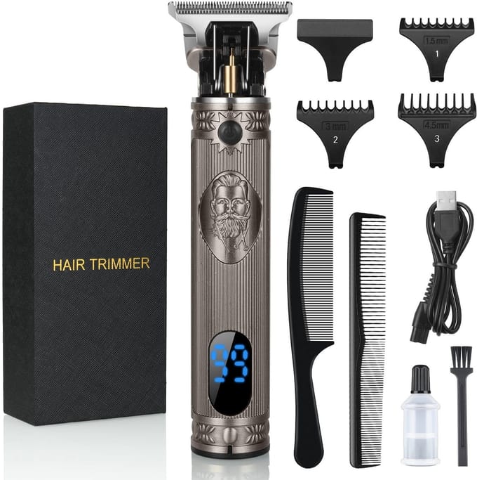 Draadloze Elektrische Tondeuse en Baardtrimmer Set met Precisie T-Blad