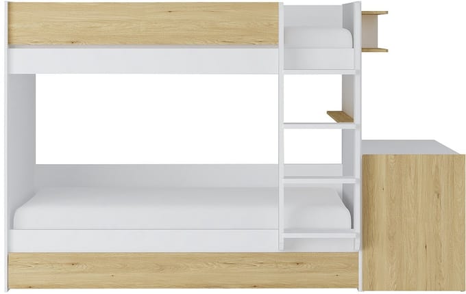 Vente-unique Stapelbed hout natuurlijk licht, wit 90 x 190 cm