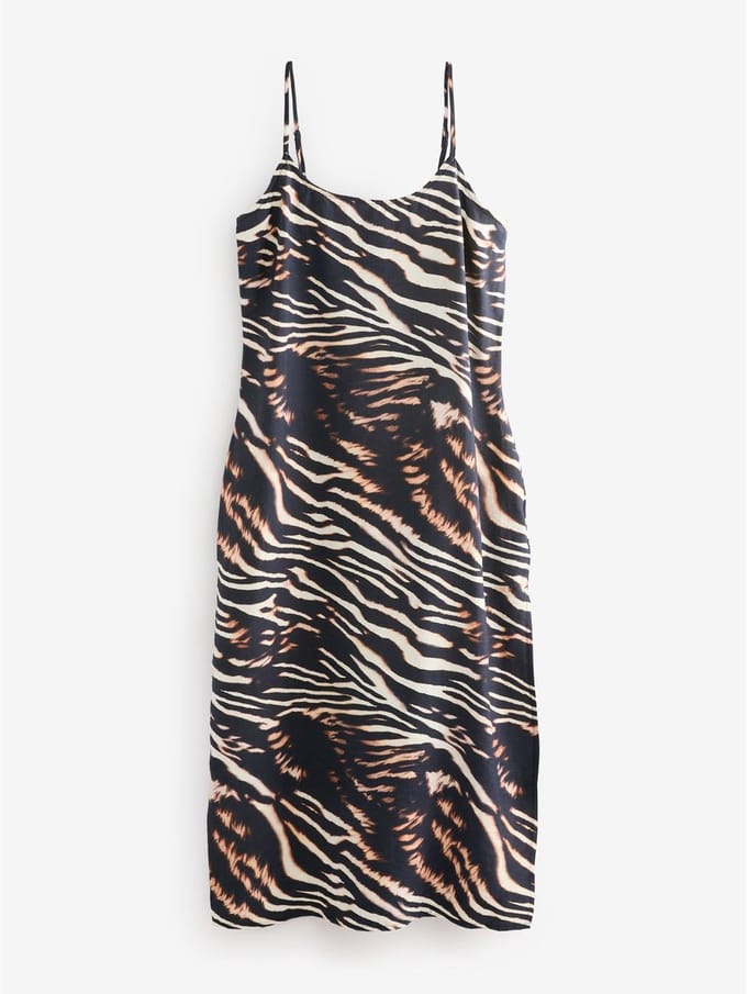 Next - Dames - Halflange zomerslipdress - Tall - Dierenprint