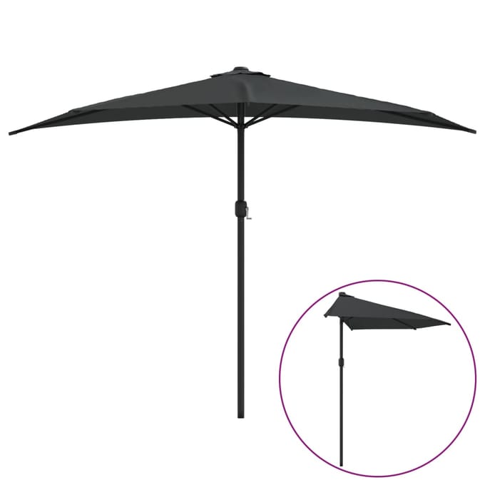 vidaXL - Balkonparasol - half - met - aluminium - paal - 300x155 - cm - antraciet
