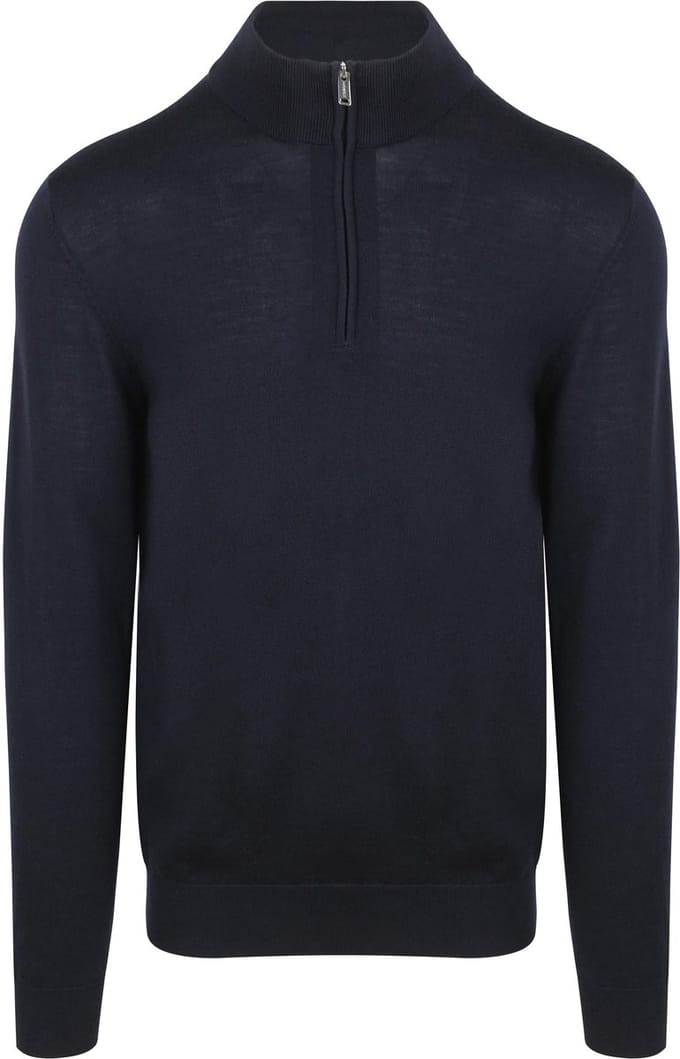 Profuomo Half Zip Pullover Merinowol Navy - Maat L - Heren - Pullovers
