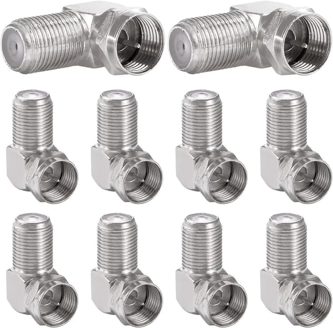SolidKeus - F Plug Hoekadapter voor Coaxkabels, 10 Stuks