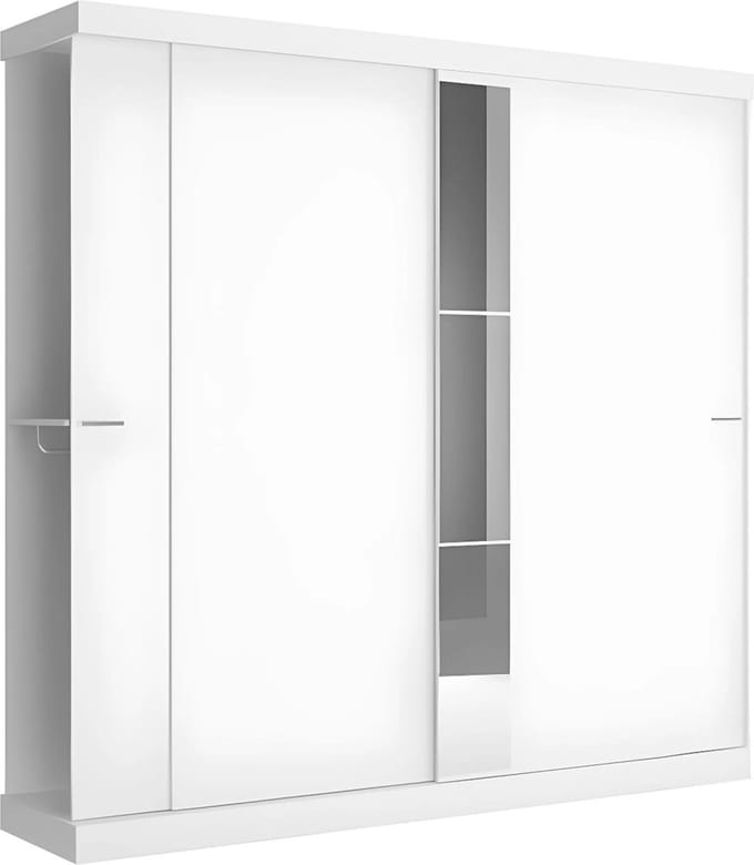 Vente-unique Kledingkast - 2 schuifdeuren - Met spiegel - L 231 cm - Wit - ADALRIK