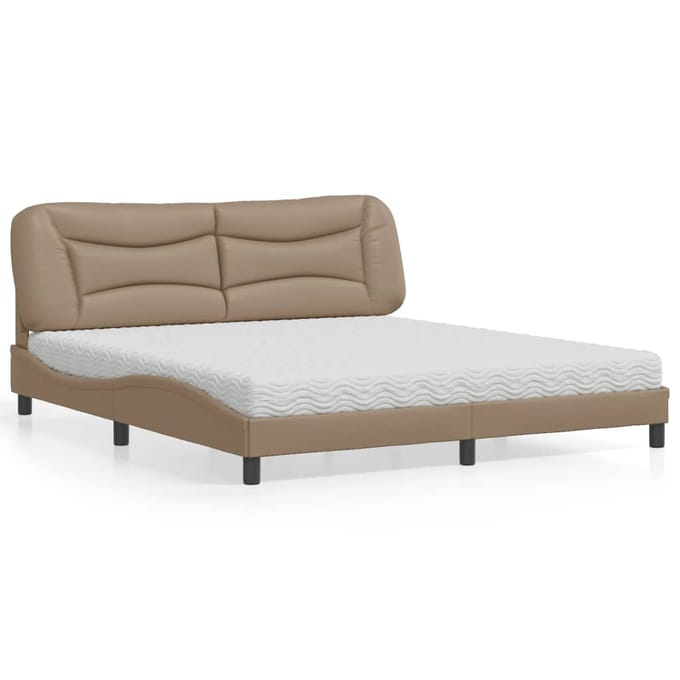 vidaXL - Bed - met - matras - "Hvar" - kunstleer - cappuccinokleurig - 180x200 - cm