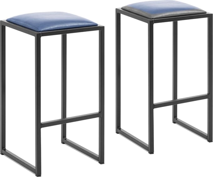 Barkruk - set van 2 - zwart/blauw - met bekleding - Royal Catering