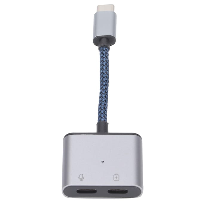 2 in 1 Type C naar Type C Audio Adapter Type C naar AUX-aansluiting met USB C PD 60W Snel Laadadapter Blauw blauw