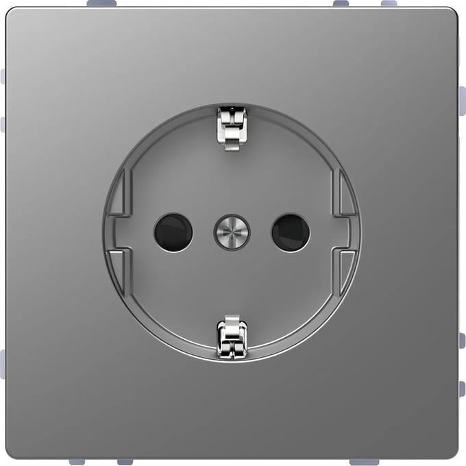 Schneider Electric D-life - Wandcontactdoos met randaarde - Inbouw - RVS