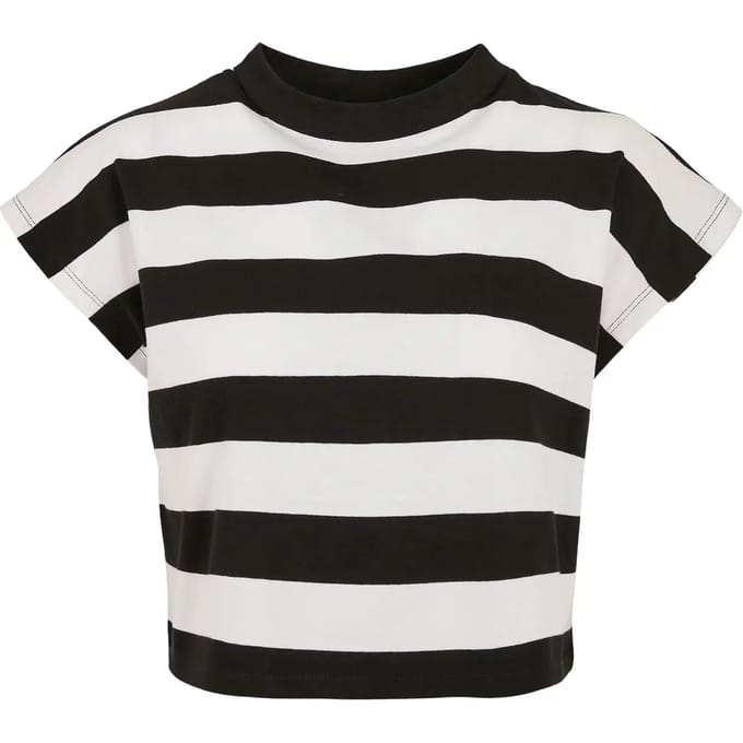 Urban Classics - Stripe Short Crop top - XL - Zwart/Wit
